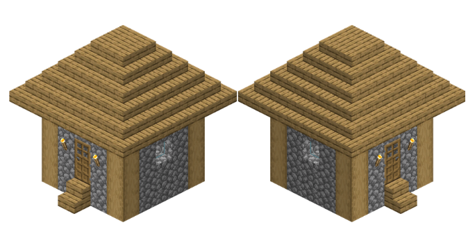 Two Minecraft houses side-by-side